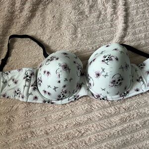 Torrid Black and White Underwire Push Up Bra with Floral Design